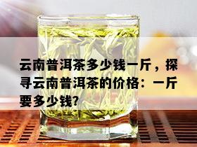 云南普洱茶多少钱一斤，探寻云南普洱茶的价格：一斤要多少钱？