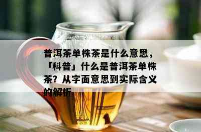 普洱茶单株茶是什么意思，「科普」什么是普洱茶单株茶？从字面意思到实际含义的解析