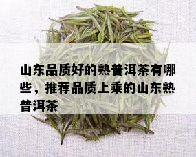 山东品质好的熟普洱茶有哪些，推荐品质上乘的山东熟普洱茶