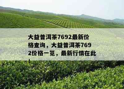 大益普洱茶7692最新价格查询，大益普洱茶7692价格一览，最新行情在此！