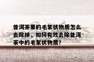 普洱茶里的毛絮状物质怎么去除掉，如何有效去除普洱茶中的毛絮状物质？