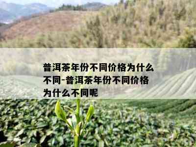 普洱茶年份不同价格为什么不同-普洱茶年份不同价格为什么不同呢