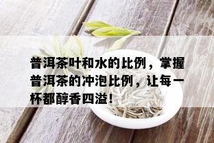 普洱茶叶和水的比例，掌握普洱茶的冲泡比例，让每一杯都醇香四溢！