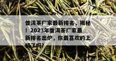 普洱茶厂家最新排名，揭秘！2023年普洱茶厂家最新排名出炉，你最喜欢的上榜了吗？