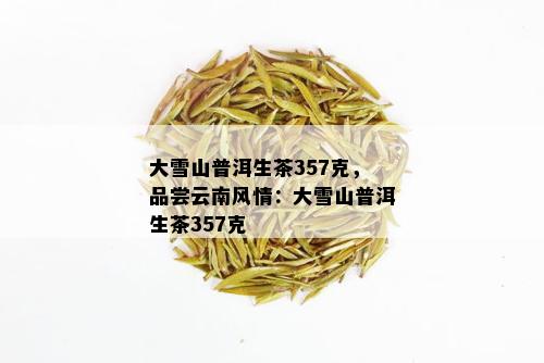 大雪山普洱生茶357克，品尝云南风情：大雪山普洱生茶357克