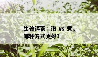 生普洱茶：泡 vs 煮，哪种方式更好？