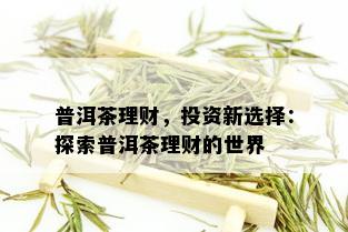 普洱茶理财，投资新选择：探索普洱茶理财的世界