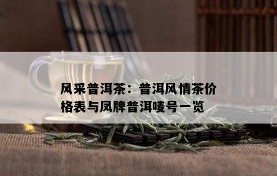 风采普洱茶：普洱风情茶价格表与凤牌普洱唛号一览