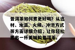 普洱茶如何煮更好喝？从选材、水温、火候、冲泡方式等方面详细介绍，让你轻松煮出一杯美味的普洱茶。