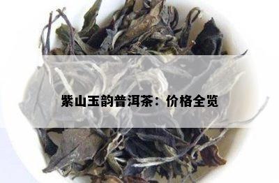 紫山玉韵普洱茶：价格全览