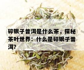 碎银子普洱是什么茶，探秘茶叶世界：什么是碎银子普洱？