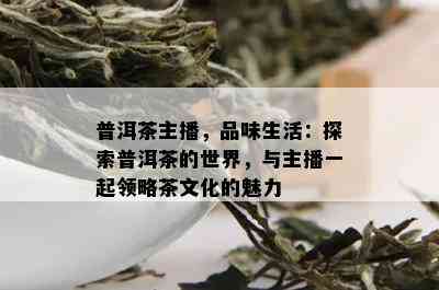 普洱茶主播，品味生活：探索普洱茶的世界，与主播一起领略茶文化的魅力