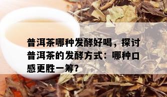 普洱茶哪种发酵好喝，探讨普洱茶的发酵方式：哪种口感更胜一筹？