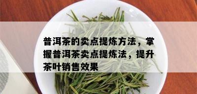 普洱茶的卖点提炼方法，掌握普洱茶卖点提炼法，提升茶叶销售效果