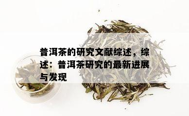 普洱茶的研究文献综述，综述：普洱茶研究的最新进展与发现