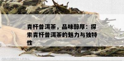 青杆普洱茶，品味醇厚：探索青杆普洱茶的魅力与独特性