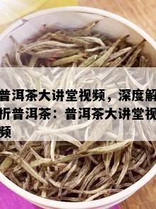 普洱茶大讲堂视频，深度解析普洱茶：普洱茶大讲堂视频