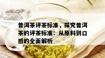 普洱茶评茶标准，探究普洱茶的评茶标准：从原料到口感的全面解析