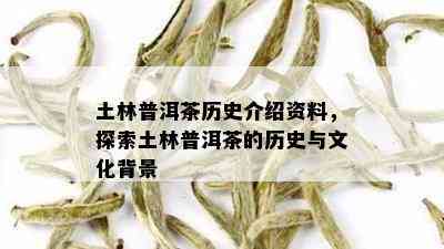 土林普洱茶历史介绍资料，探索土林普洱茶的历史与文化背景