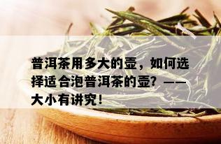 普洱茶用多大的壶，如何选择适合泡普洱茶的壶？——大小有讲究！