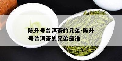 陈升号普洱茶的兄弟-陈升号普洱茶的兄弟是谁