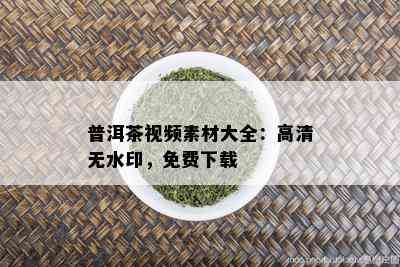 普洱茶视频素材大全：高清无水印，免费下载