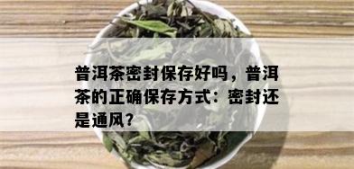 普洱茶密封保存好吗，普洱茶的正确保存方式：密封还是通风？