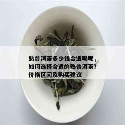 熟普洱茶多少钱合适喝呢，如何选择合适的熟普洱茶？价格区间及购买建议