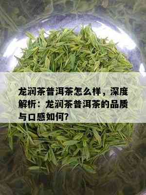 龙润茶普洱茶怎么样，深度解析：龙润茶普洱茶的品质与口感如何？