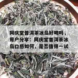 同庆堂普洱茶冰岛好喝吗，用户分享：同庆堂普洱茶冰岛口感如何，是否值得一试？