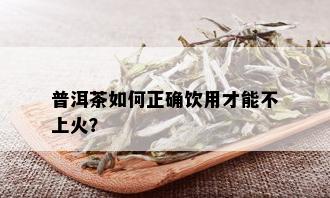 普洱茶如何正确饮用才能不上火？