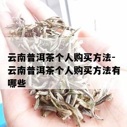 云南普洱茶个人购买方法-云南普洱茶个人购买方法有哪些