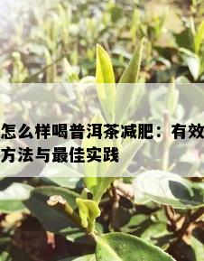 怎么样喝普洱茶减肥：有效方法与更佳实践