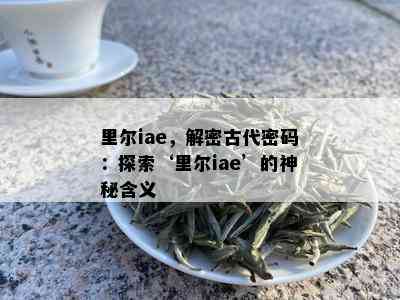 里尔iae，解密古代密码：探索‘里尔iae’的神秘含义