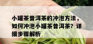 小罐茶普洱茶的冲泡方法，如何冲泡小罐茶普洱茶？详细步骤解析