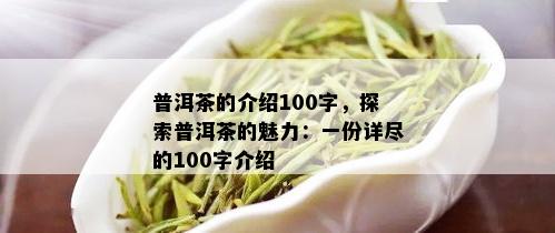 普洱茶的介绍100字，探索普洱茶的魅力：一份详尽的100字介绍