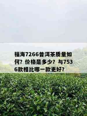 福海7266普洱茶质量如何？价格是多少？与7536款相比哪一款更好？