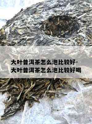 大叶普洱茶怎么泡比较好-大叶普洱茶怎么泡比较好喝