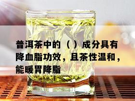 普洱茶中的（ ）成分具有降血脂功效，且茶性温和，能暖胃降脂