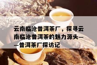 云南临沧普洱茶厂，探寻云南临沧普洱茶的魅力源头——普洱茶厂探访记