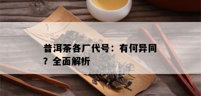 普洱茶各厂代号：有何异同？全面解析