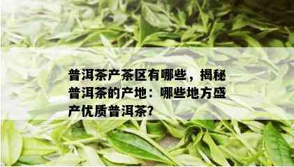 普洱茶产茶区有哪些，揭秘普洱茶的产地：哪些地方盛产优质普洱茶？