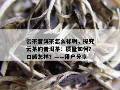 云茶普洱茶怎么样啊，探究云茶的普洱茶：质量如何？口感怎样？——用户分享