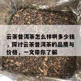 云茶普洱茶怎么样啊多少钱，探讨云茶普洱茶的品质与价格，一文带你了解