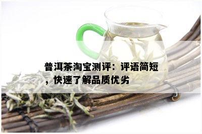 普洱茶淘宝测评：评语简短，快速了解品质优劣