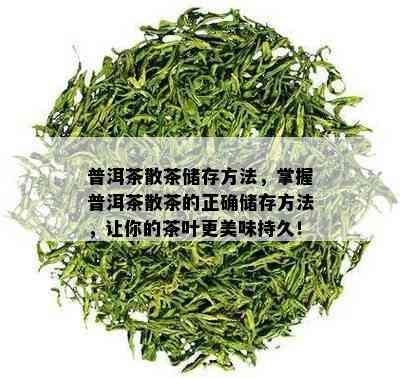 普洱茶散茶储存方法，掌握普洱茶散茶的正确储存方法，让你的茶叶更美味持久！