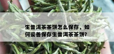 生普洱茶茶饼怎么保存，如何妥善保存生普洱茶茶饼？