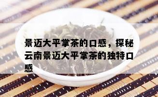 景迈大平掌茶的口感，探秘云南景迈大平掌茶的独特口感