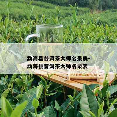 勐海县普洱茶大师名录表-勐海县普洱茶大师名录表