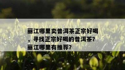 丽江哪里卖普洱茶正宗好喝，寻找正宗好喝的普洱茶？丽江哪里有推荐？